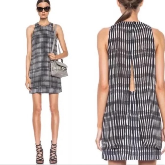 A.L.C. | 1100% Silk Open Back Solang Mini Dress | Elegant Layered Style | Size M - Picture 2 of 16